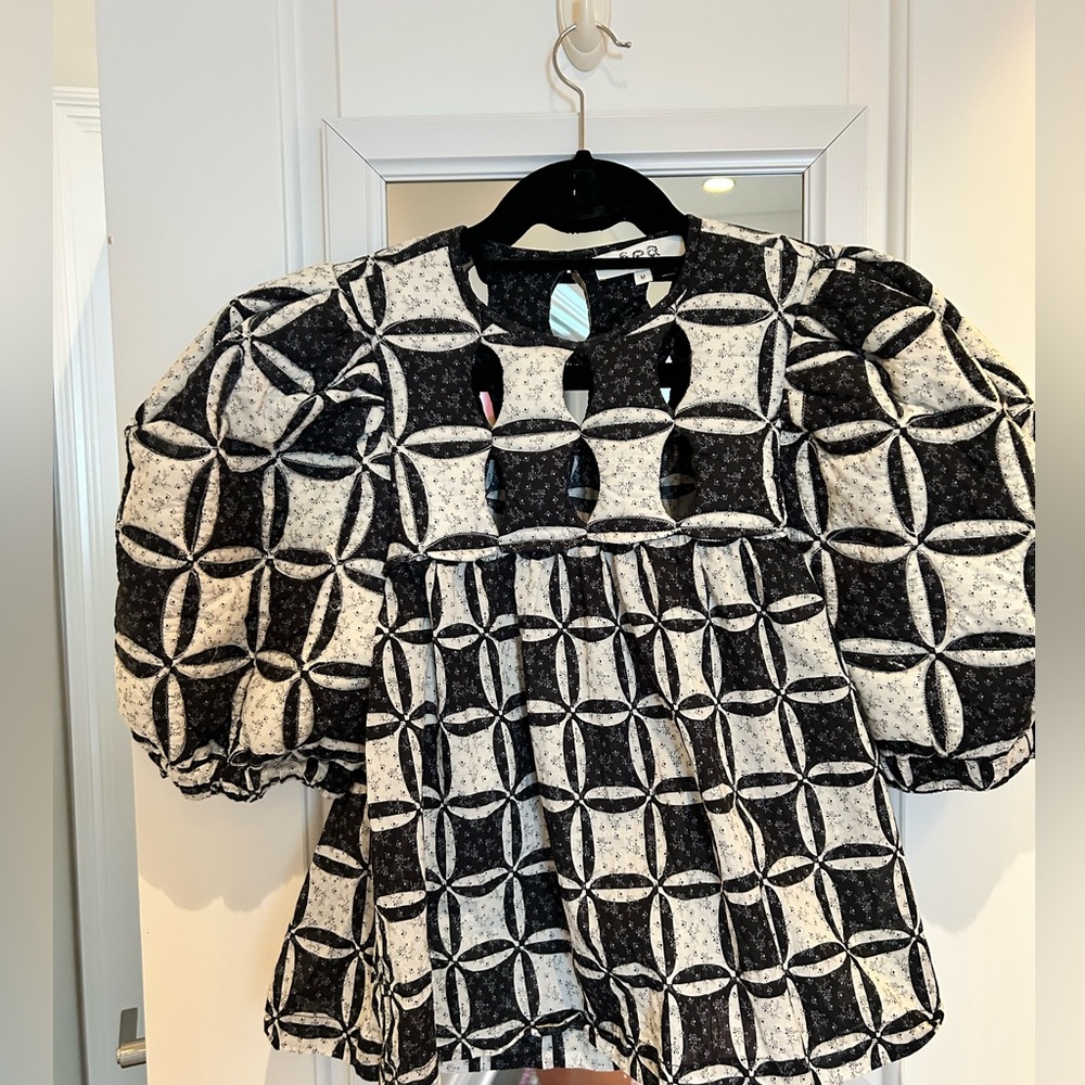 Sea New York Catalina Patchwork Print Puff Sleeve Top